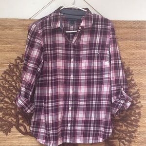 Tommy Hilfiger flannel with roll up/button sleeves